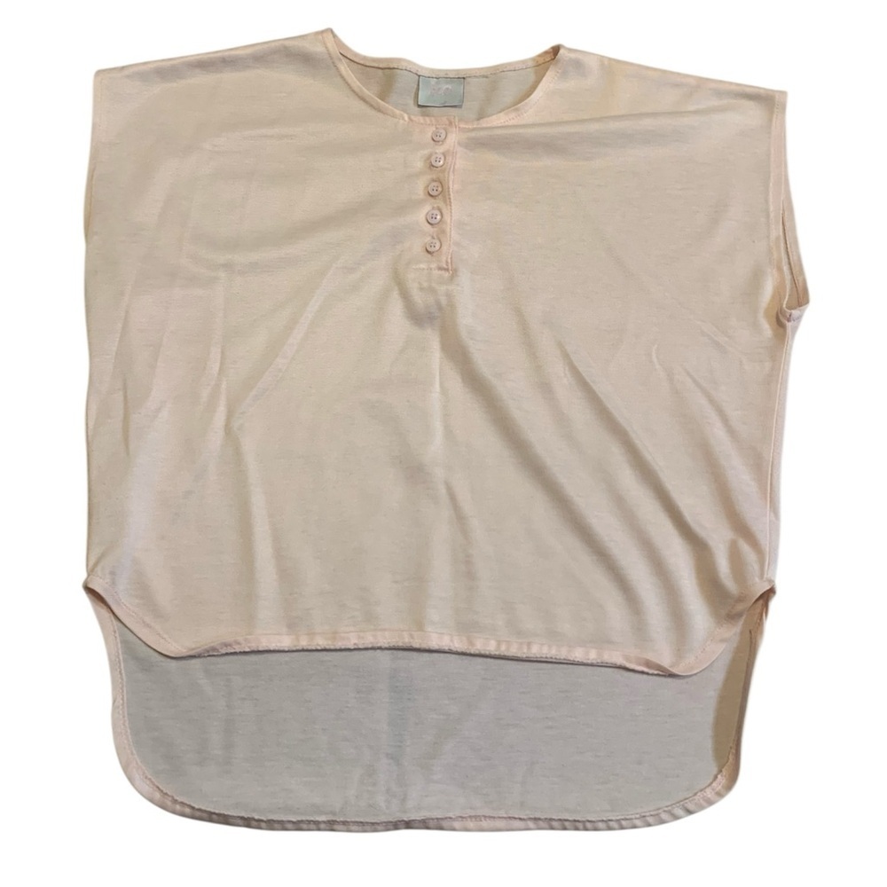 Ice Pink High-Low Cap Sleeve Henley Top - Size M/L